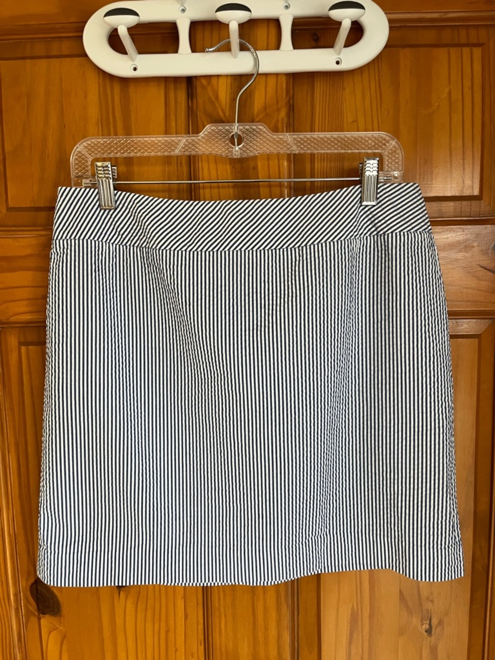 L.L. Bean Blue & White Striped Cotton Mini Skirt